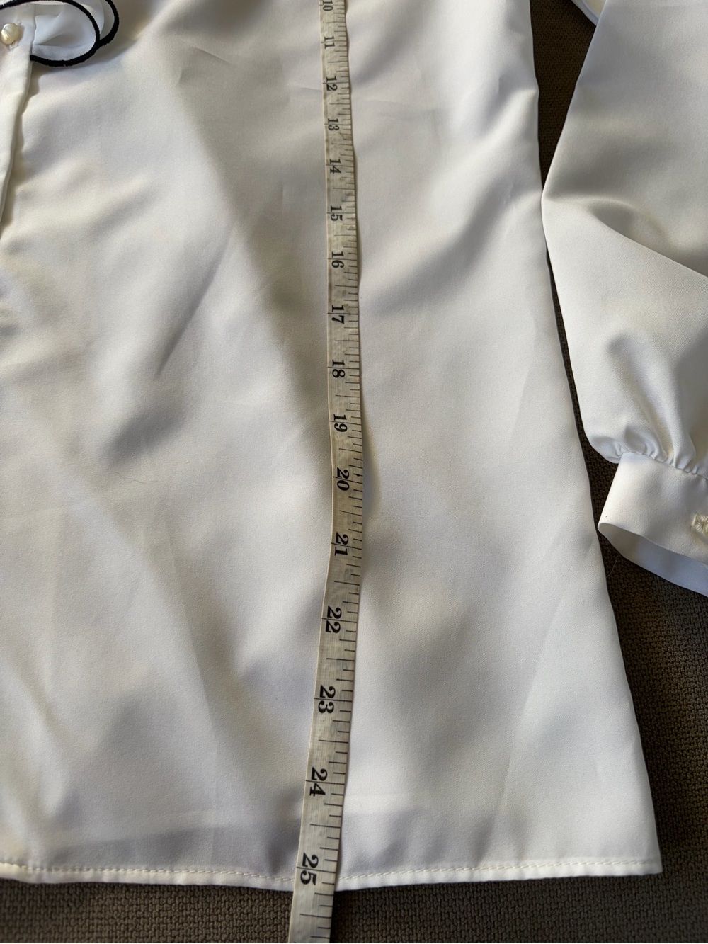 Vintage 1980s Ruffle Front Blouse White Black Victorian Romantic - Picture 7 of 7